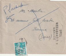 BANDE JOURNAL Timbre Pré-oblitéré Moissonneuse Cachet Retour à L'envoyeur - 1953-1960