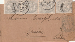 ENTIER POSTAL BANDE JOURNAL 1902 Avec Affranchissement Complémentaire Pour La SUISSE - 1900-29 Blanc