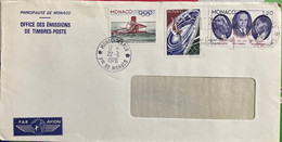 MONACO 1976, USED COVER MONTREAL OLYMPIC,SCULLING,GYMNASTICS, GUTH ,MARCEAU ,NOURISSIER , MONTE CARLO CITY CANCELATION - Covers & Documents