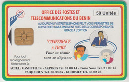 BENIN - Conférence À Trois (White Reverse), OPT, 50 U, CN At The Left, Used - Benin