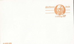 Verenigde Staten  Postwaardestukken  Briefkaart John Hancock 10ct Oranje Ongebruikt (9175) - 1961-80