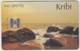 CAMEROON - Kribi (Camtel Logo), Camtel, 100 U, CN:2 Lines:C9A+6 Digits:embossed,8 Digits On Green Stripe,used - Cameroon