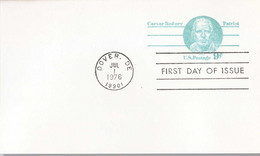 Verenigde Staten  Postwaardestukken Briefkaart 1e Dag Stempel Jul-1-1976 (9188) - 1961-80