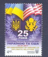 2017. Ukraine, 25y Of Diplomatic Relations With USA, 1v, Mint/** - Ukraine