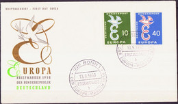 Europa CEPT 1958 Allemagne Fédérale - Germany - Deutschland FDC1 Y&T N°164 à 165 - Michel N°295 à 296 - 1958