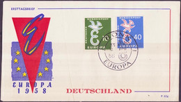 Europa CEPT 1958 Allemagne Fédérale - Germany - Deutschland FDC6 Y&T N°164 à 165 - Michel N°295 à 296 - 1958