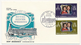 NEW HEBRIDES - Enveloppe FDC 1er Jour - Noces D' Argent Des Souverains Britanniques - VILA 1972 - FDC