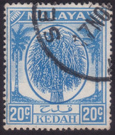 MALAYA KEDAH 1950 20c Palm Tree Sc#73- USED @N208 - Kedah