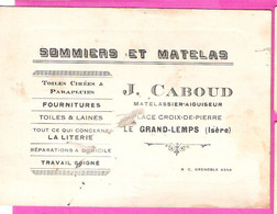 Carte Commerciale Du Matelassier Aiguiseur J.Caboud Place Croix De Pierre Au Grand Lemps Isère - Ambachten