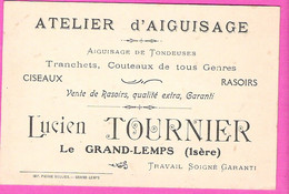 Carte Commerciale De L'atelier D'Aiguisage Lucien Tournier Au Grand Lemps Isère Couteaux Ciseaux Rasoirs - Petits Métiers