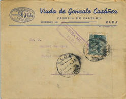 1939  ALICANTE , SOBRE COMERCIAL CIRCULADO ENTRE ELDA Y SALAMANCA , CENSURA MILITAR , LLEGADA - Storia Postale