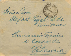 1940 , BARCELONA - VALENCIA , MAT. ESTAFETA SUCURSAL Nº 1 , FUNCIONARIO TÉCNICO DE CORREOS - Storia Postale