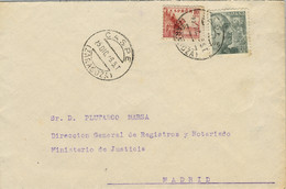 1946 ZARAGOZA , SOBRE CIRCULADO ENTRE CASPE Y MADRID , LLEGADA - Lettres & Documents