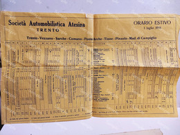 Soc Automobilistica Atesina ORARIO ESTIVO 1955 Trento Vezzano Sarche Comano Tione Pinzolo Ponte Arche Iavre Saone Limaro - Europe