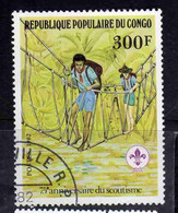 CONGO PEOPLE'S REPUBLIQUE REPUBLIC 1982 SCOUTING YEAR CROSSING ROPE BRIDGE 300fr OBLITERE' USED USATO - Oblitérés