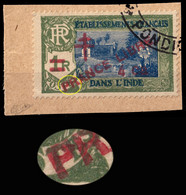 INDE FRANÇAISE - 1943 - Yv.202a Surcharge "PRANCE LIBRE" Obl. Sur Fragment (signé R.Calves) - TB - Used Stamps