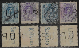 Spain 4 Stamp With Perfin U.P. Unidentified In The Catalog Lochung Perfore - Otros