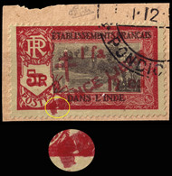 INDE FRANÇAISE - 1943 - Yv.213 "F" De "FRANCE LIBRE" Bouché Obl. Sur Fragment (signé R.Calves) - TB - Gebruikt