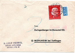 55144 - Bund - 1955 - 20Pfg WoFa '55 EF A Bf SAARBURG -> Muehlheim, M 30Pfg Nachporto Wg. Uebergewicht - Lettres & Documents