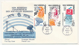 NOUVELLES HÉBRIDES - Enveloppe FDC 1er Jour - Centenaire Du Téléphone - 3 Mars 1973 - FDC