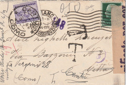 LETTRE MILANO 1944 Pour COMO Taxe à L'arrivée CENSURE - Postage Due