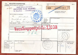 Paketkarte, Taxe Percue, Luxembourg Ueber Trier Velbert Nach Heiligenhaus 1973 (11828) - Covers & Documents