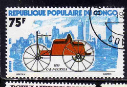 CONGO PEOPLE'S REPUBLIQUE REPUBLIC 1975 EARLY AUTOMOBILES CARS 1893 DURYEA 75fr OBLITERE USED USATO - Oblitérés