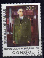 CONGO PEOPLE'S REPUBLIQUE REPUBLIC 1977 CHARLES DE GAULLE 200fr OBLITERE USED USATO - Oblitérés