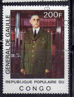 CONGO PEOPLE'S REPUBLIQUE REPUBLIC 1977 CHARLES DE GAULLE 200fr OBLITERE USED USATO - Oblitérés