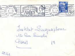 ARLES-SUR-RHONE B. Du RHONE OMec RBV ILLUSTRÉE 2-4-1955 ARLES / "PETITE ROME DES GAVLES" - Mechanical Postmarks (Advertisement)