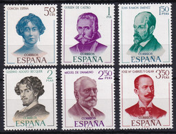 MiNr. 1882 - 1887 Spanien 1970, 21. Sept. Schriftsteller - Postfrisch/**/MNH - Ecrivains