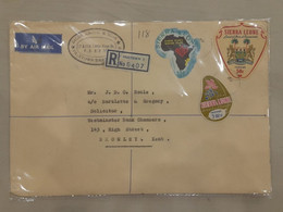 SIERRA LEONE 1969 3 ODD / UNUSUAL STAMP FRANKING REGISTERED AIR MAIL COVER USED As Per Scan - Fouten Op Zegels