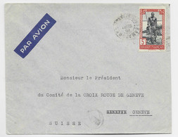 SOUDAN FRANCAIS 5FR SEUL LETTRE COVER AVION BAMAKO RP 194? TO PRESIDENT CROIX ROUGE A GENEVE SUISSE - Cartas & Documentos