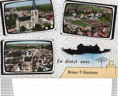 EN DIRECT AVEC BRIOUX SUR BOUTONNE VUES AERIENNES L'EGLISE LE STADE CPSM GM 1963 TBE - Brioux Sur Boutonne