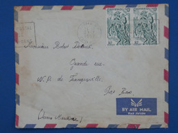 BG2 CAMEROUN  BELLE LETTRE RR 1957 DOUALA  A W D  FRANQUEVILLE  NEDERLAND +PAIRE DE TP  +AFFRANCH. PLAISANT - Storia Postale