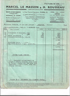 2 Factures 1949 / 75010  PARIS Rue P Chausson / LE MASSON & ROUSSEAU / Chasse, Fusils HAMMERLESS / St ETIENNE - 1900 – 1949