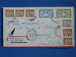 BG2 INDOCHINE  BELLE LETTRE F.M 1948 PAR AVION SAIGON A COMMERCY FRANCE +BANDE DE TP  +AFFR. INTERESSANT - Storia Postale