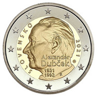 2 Euro ESLOVAQUIA 2021 ALEXANDER DUBCEK - SLOVAKIA - UNC - SIN CIRCULAR - NEW 2€ - Slovaquie