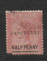 5654 MAURICE MAURITIUS - Cancelled Half PENNY OVERPRINT SURCHARGE - Maurice (...-1967)