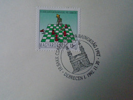 D191009      Hungary   1992  Commemorative Handstamp On A Sheet Of Paper  Chess Team European Championship Debrecen - Andere & Zonder Classificatie