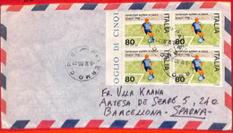 Aa2448 - ITALY - Postal History - BLOCK Of 4 FOOTBALL Stamps On Cover 1980 - Championnat D'Europe (UEFA)