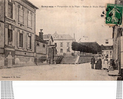 SERGINES PERSPECTIVE DE LA PLACE STATUE DE BLAISE RIGAULT 1909 TBE - Sergines