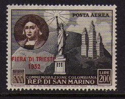 Saint-Marin (1952) -   P A Foire De Trieste - Neufs* - MLH - Luftpost