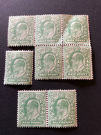 GB ½d Green7 X Unmounted Mint ** MNH Copies, Some With Crease - Nuevos