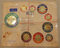 SIERRA LEONE 1966 COLLECTION Gold Coin Stamps 12v SET + ODD / UNUSUAL SELF ADHESIVE FRANKING REGISTERED AIR MAIL COVER - Otros & Sin Clasificación