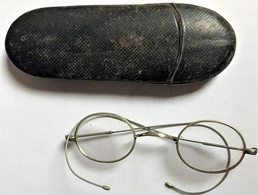 Anciennes Lunettes à Oeil En Fil De Fer Avec étui Années 20 - Gafas/Lentes