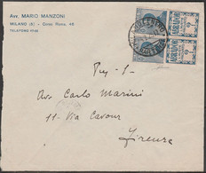 51 - Lettera Da Milano Per Firenze Del 4.2.25, Affrancata Con Coppia Orizzontale Pubblicitario C. 25 “ABRADOR” N. 4. Al - Publicité