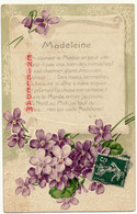 PRENOM - MADELEINE, Carte Gaufrée, Violettes, Poème - Prénoms