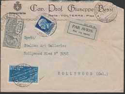 66 - 1931 Lettera Di Posta Aerea Diretta Negli USA, Affrancata Con P.a. 60 C. + L. 2 + Imperiale L. 1,25. Al Verso Annul - Storia Postale (Posta Aerea)