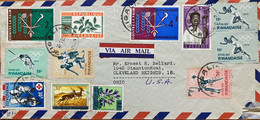 RWANDA 1984, COVER TO USA ,TOKYO OLYMPIC,RUNNING,HIGH JUMP, FOOTBALL,BASKETBALL HEALTH,HANDICAP ,RED CROSS ,DEER,FLOWER, - Cartas & Documentos